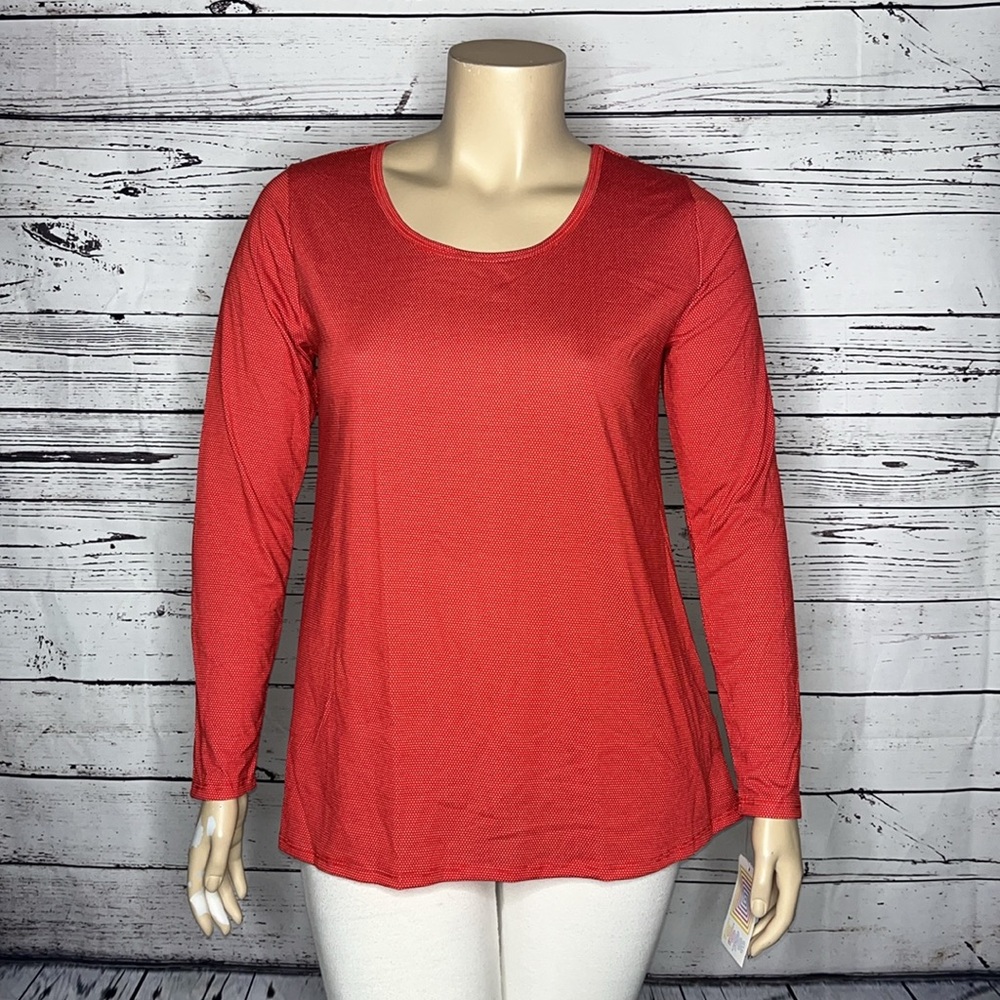 LuLaRoe NWT Size XL Red & White Polka Dot High-Low Hemline Lynnae Knit Top Shirt